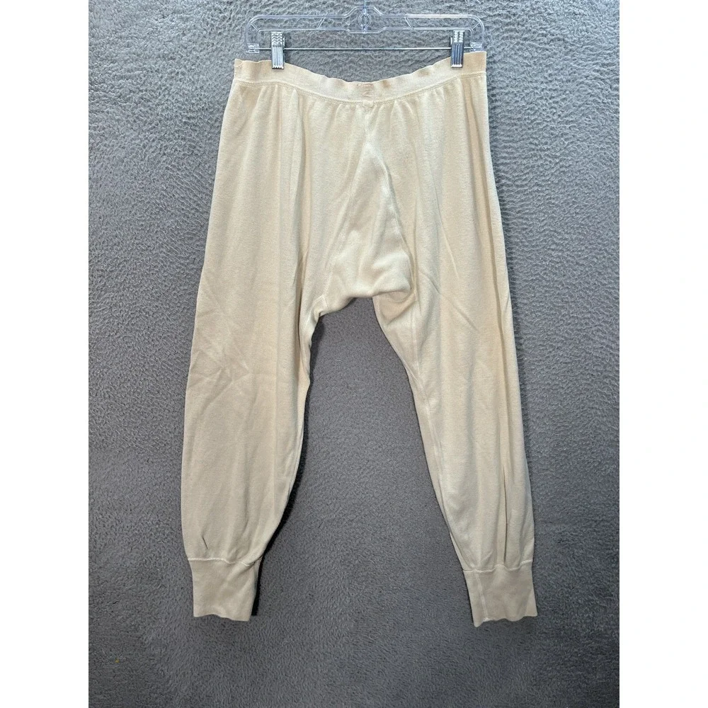 Vintage Military Long Johns‎ Mens 34x26 Tan Wool Blend Thermals Army 1950s *